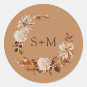 Gold Fall Monogram Floral Wreath Envelope Seal