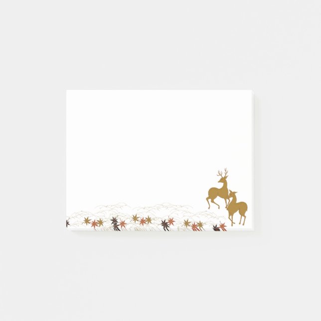 Gold Fall Moon Rustic Forest Nature Deer Post-it Notes (Front)