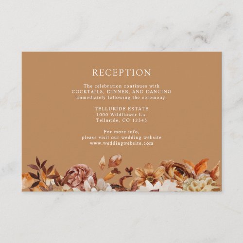 Gold Fall Terracotta Botanical Wedding Reception Enclosure Card