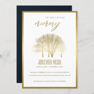 GOLD FALL TREE SYMPATHY MEMORIAL SERVICE INVITE