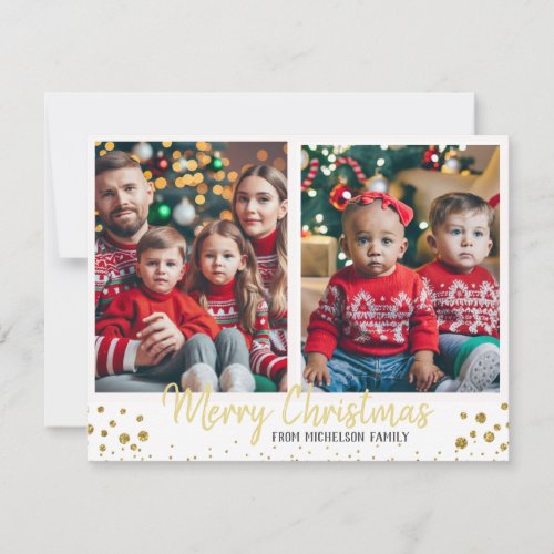 Gold Family Photo Christmas Card 