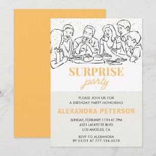 Gold Family Surprise party 74th birthday Invitation