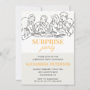 Gold Family Surprise party 97th birthday Invitation