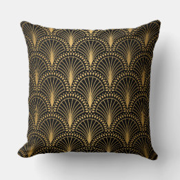 Gold fan pattern,Art deco pattern,timeless decor Throw Pillow