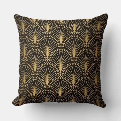 Gold fan patternArt deco patterntimeless decor  Throw Pillow