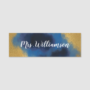 Gold Fancy Business Professional Employee Teacher Name Tag