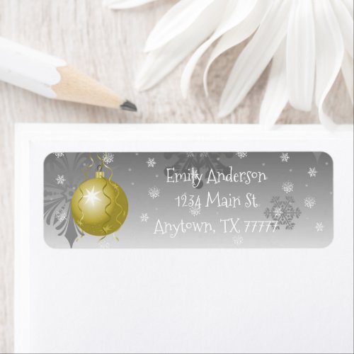 Gold Fancy Christmas Ornament Address Label