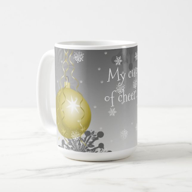 Gold Fancy Christmas Ornament Coffee Mug (Front Left)