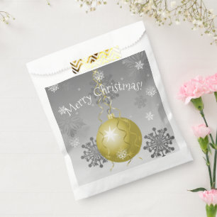 Gold Fancy Christmas Ornament Favor Bags