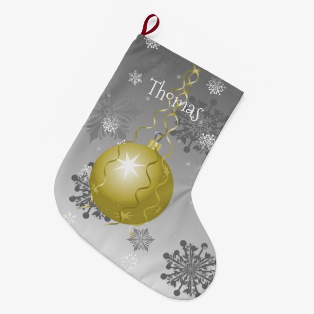 Gold Fancy Christmas Ornament Stocking (Front (Hanging))