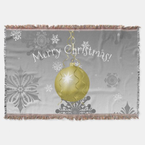 Gold Fancy Christmas Ornament Throw Blanket