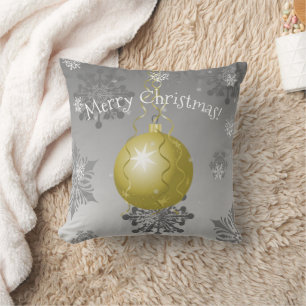 Gold Fancy Christmas Ornament Throw Pillow