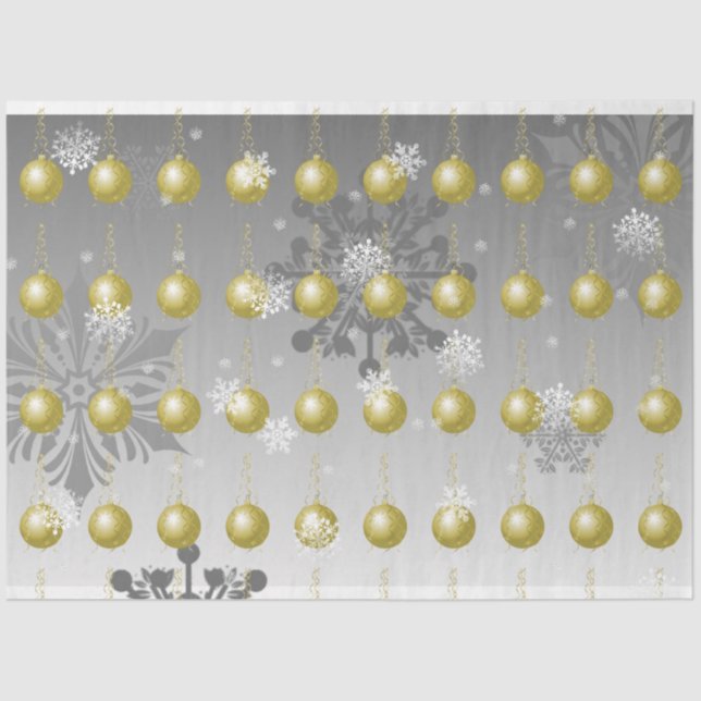 Gold Fancy Christmas Ornament Tissue Paper (Front)