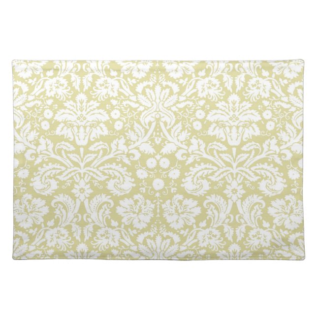Gold fancy floral damask placemat (Front)