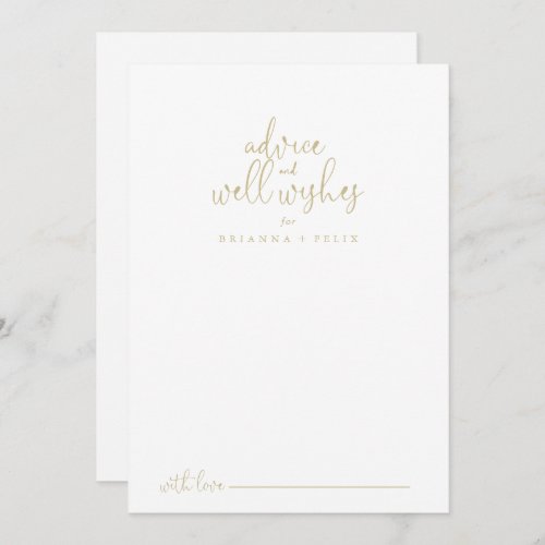 Gold Fancy Script Wedding Well Wishes Advice Card