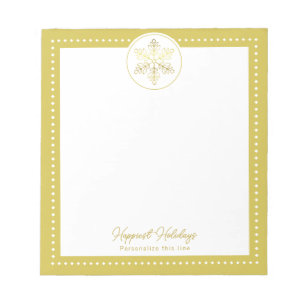 Gold Fancy Snowflake Personalized Holiday Notepad