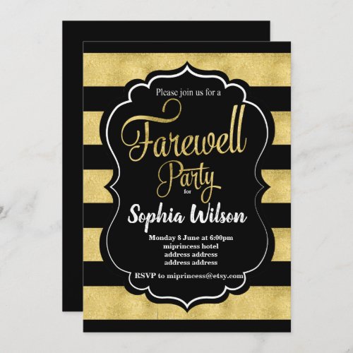 Gold Farewell Party invite