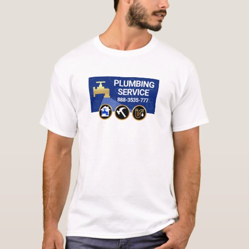 Gold Faucet Flowing Plumber Icons T_Shirt