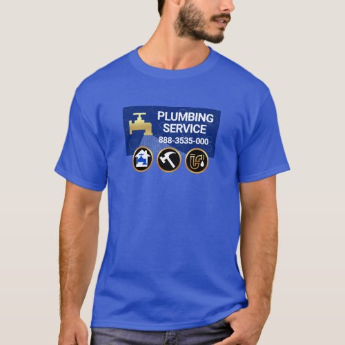 Gold Faucet Flowing Plumbing Icons T_Shirt