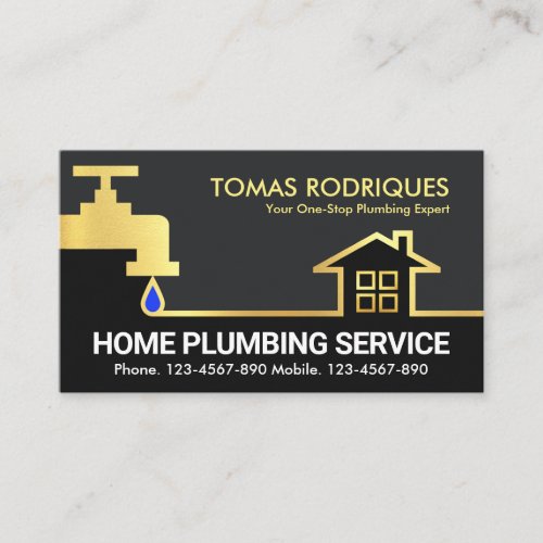 Gold Faucet Home Pipeline Border Business Card