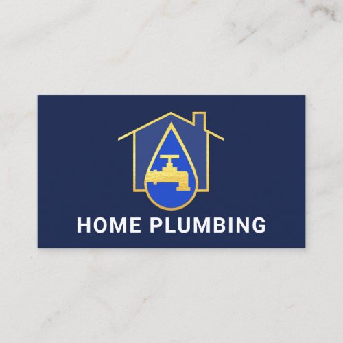 Gold Faucet Water Drop Home Plumbing Business Card