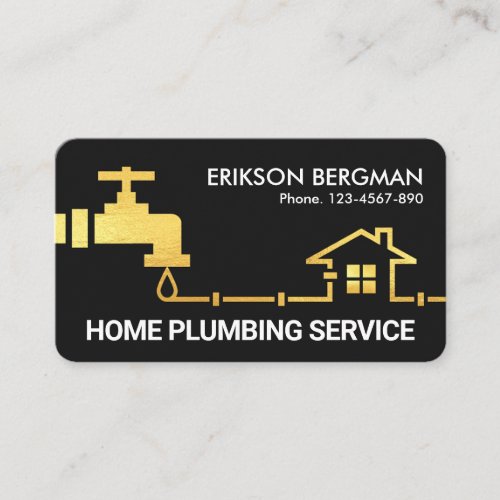 Gold Faucet Water Pipeline Plumbing Business Card