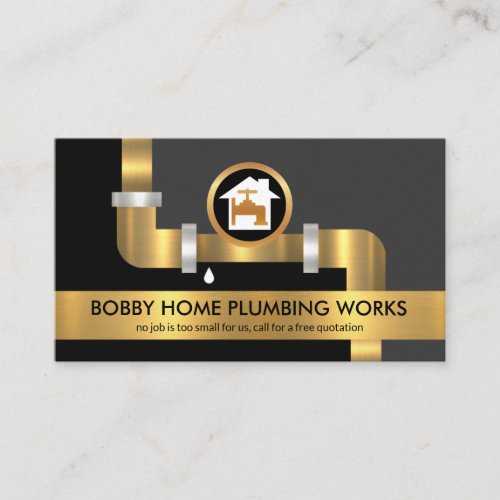 Gold Faucet Water Pipes Home Plumbing Contractor   Business Card