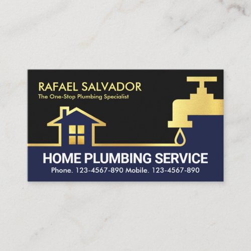 Gold Faucet Water Plumbing Pipeline Business Card