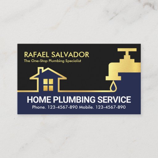 Customizable Gold Faucet Water Plumbing Pipeline Business Card