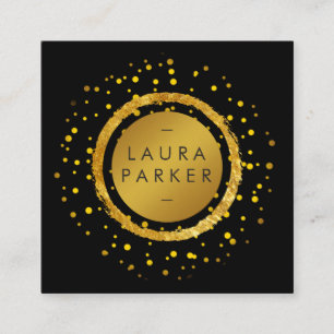 Gold Faux Circle Confetti Elegant Chic Designer Square Business Card
