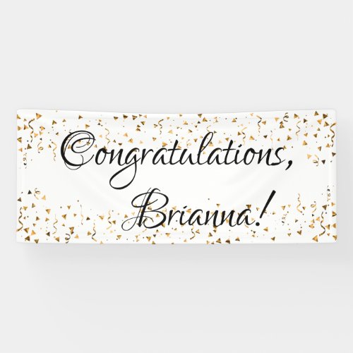 Gold Faux Confetti Black and White Congratulations Banner