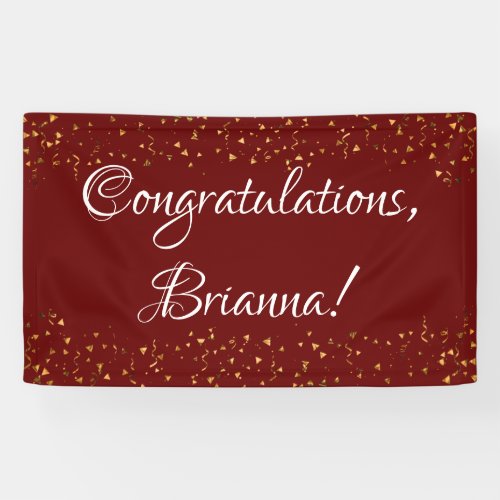 Gold Faux Confetti on Burgundy Congratulations Banner