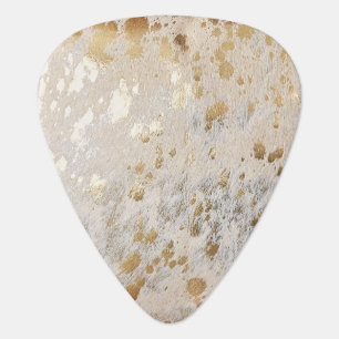 Gold Faux Cowhide Print Metallic Cowboy Western Guitar Pick