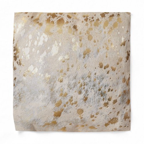 Gold Faux Cowhide Print Metallic Cowgirl Western Bandana