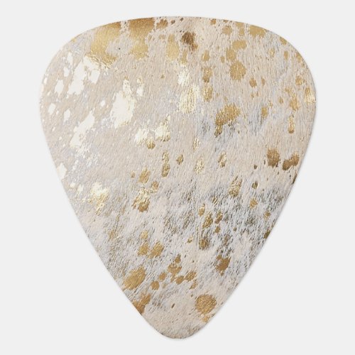 Gold Faux Cowhide Print Metallic Cowgirl Western Guitar Pick