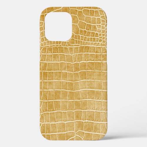 Gold Faux Crocodile Leather iPhone 12 Case