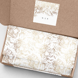 Gold Faux Elegant Hand Drawn Florals Wedding Gift Tissue Paper