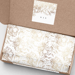Gold Faux Elegant Hand Drawn Florals Wedding Gift Tissue Paper