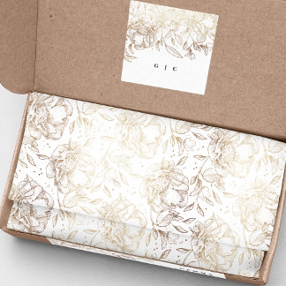 Gold Faux Elegant Hand Drawn Florals Wedding Gift Tissue Paper