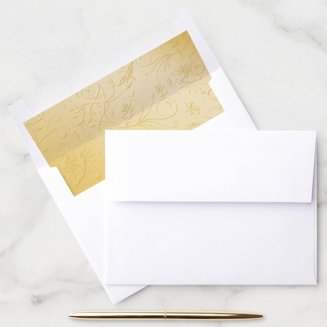 Gold Faux Floral  Envelope Liner (Desk)