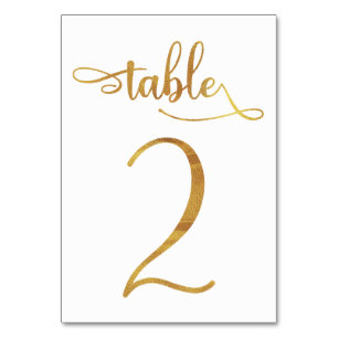 Gold faux foil 3.5x5 table number card   Table 2