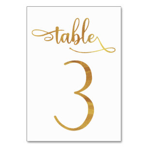 Gold faux foil 3.5x5 table number card Table 3