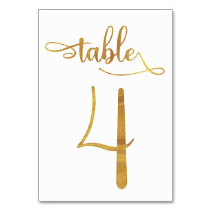 Gold faux foil 3.5x5 table number card   Table 4