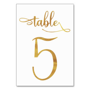 Gold faux foil 3.5x5 table number card Table 5
