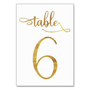 Gold faux foil 3.5x5 table number card   Table 6