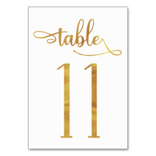 Gold faux foil 3.5x5 table number   Table 11