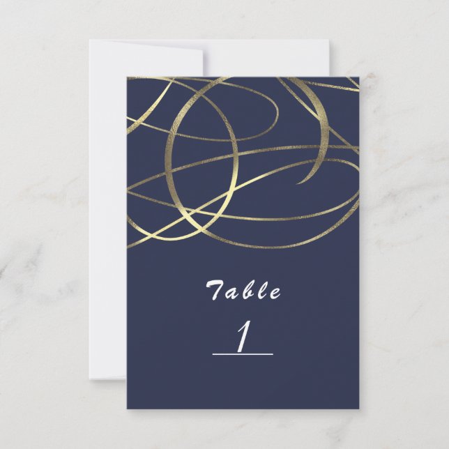 Gold Faux Foil & Any Color Elegant Table Number (Front)