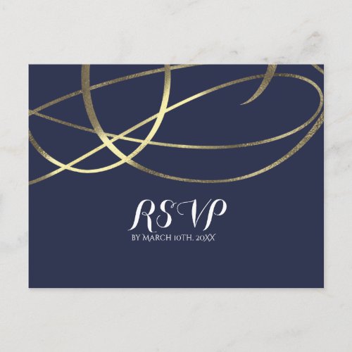 Gold Faux Foil Any Color Glam Wedding RSVP Invitation Postcard