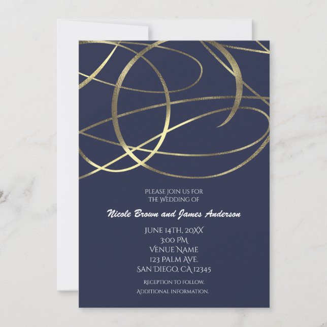 Gold Faux Foil Any Color Wedding Invitations (Front)