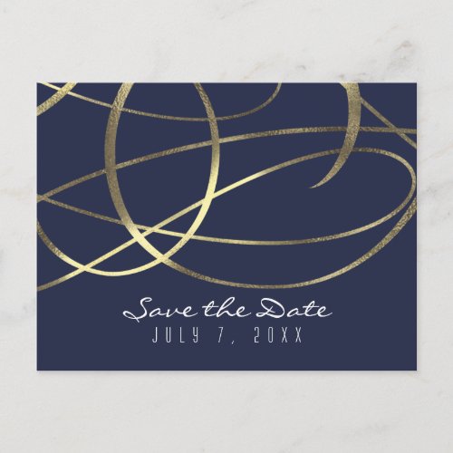 Gold Faux Foil Any Color Wedding Save the Date Announcement Postcard